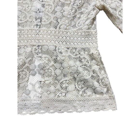 Bandolino Lace Crotchet Cardigan Sweater Romantic Preppy Sz 8 - Picture 8 of 16